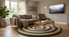 Handmade Chunky Wool Rug, Green Spiral Braided Circle Carpet, Boho Textured Modern Decor