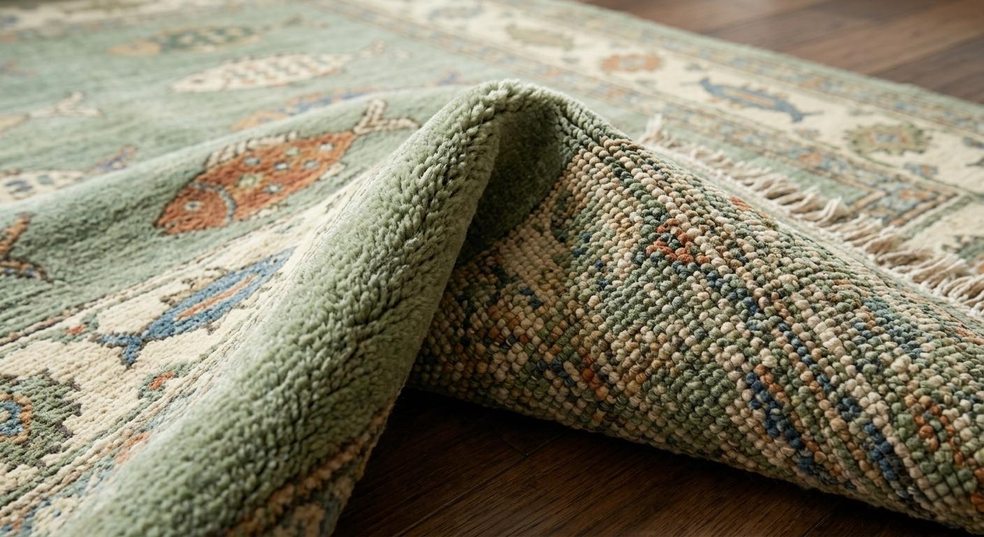 Hand-knotted Wool Fish Area Rug, Coastal Sea Life Carpet