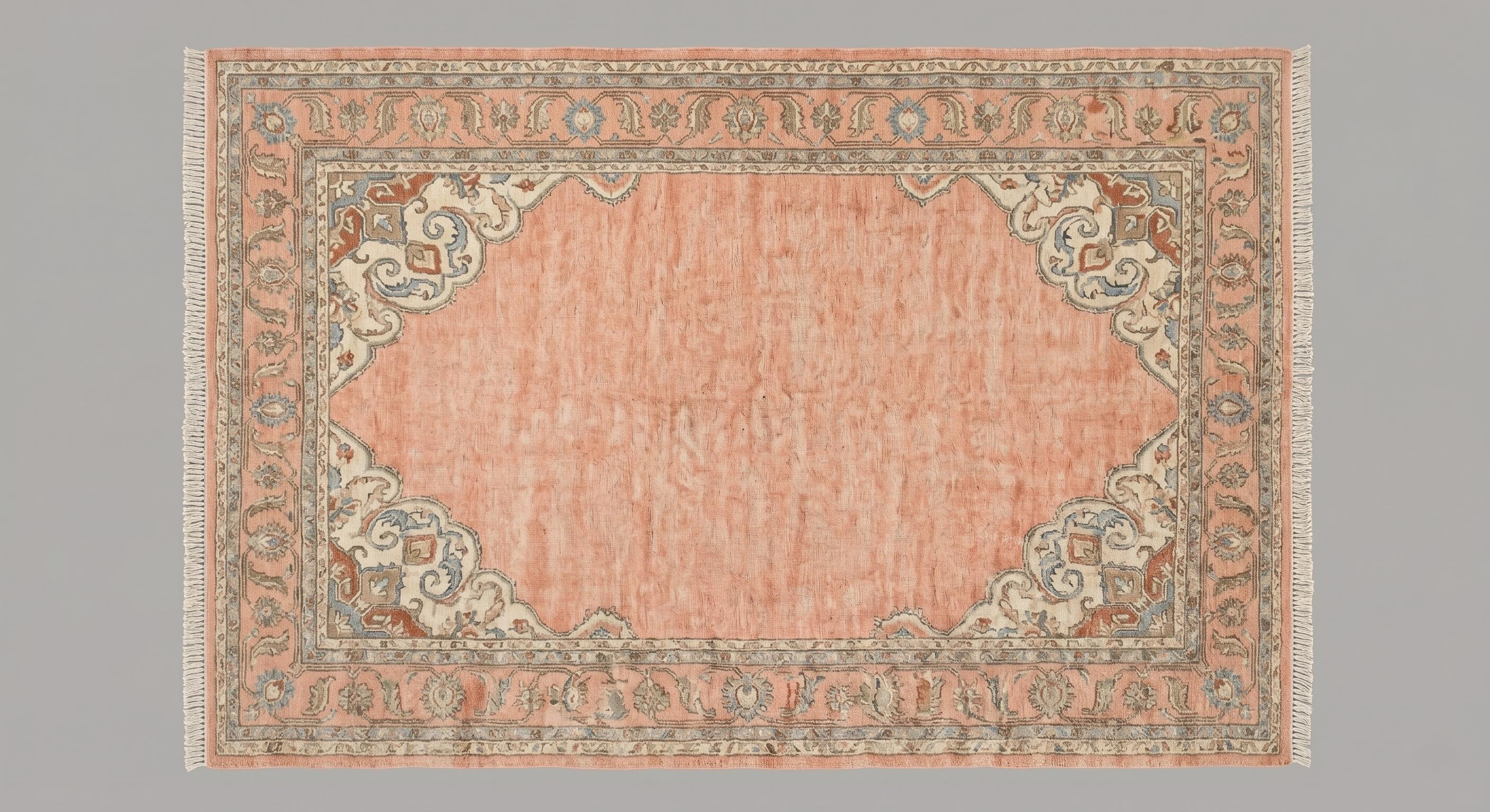 Hand Knotted Blush Pink Persian Wool Area Rug, Vintage Oriental Carpet