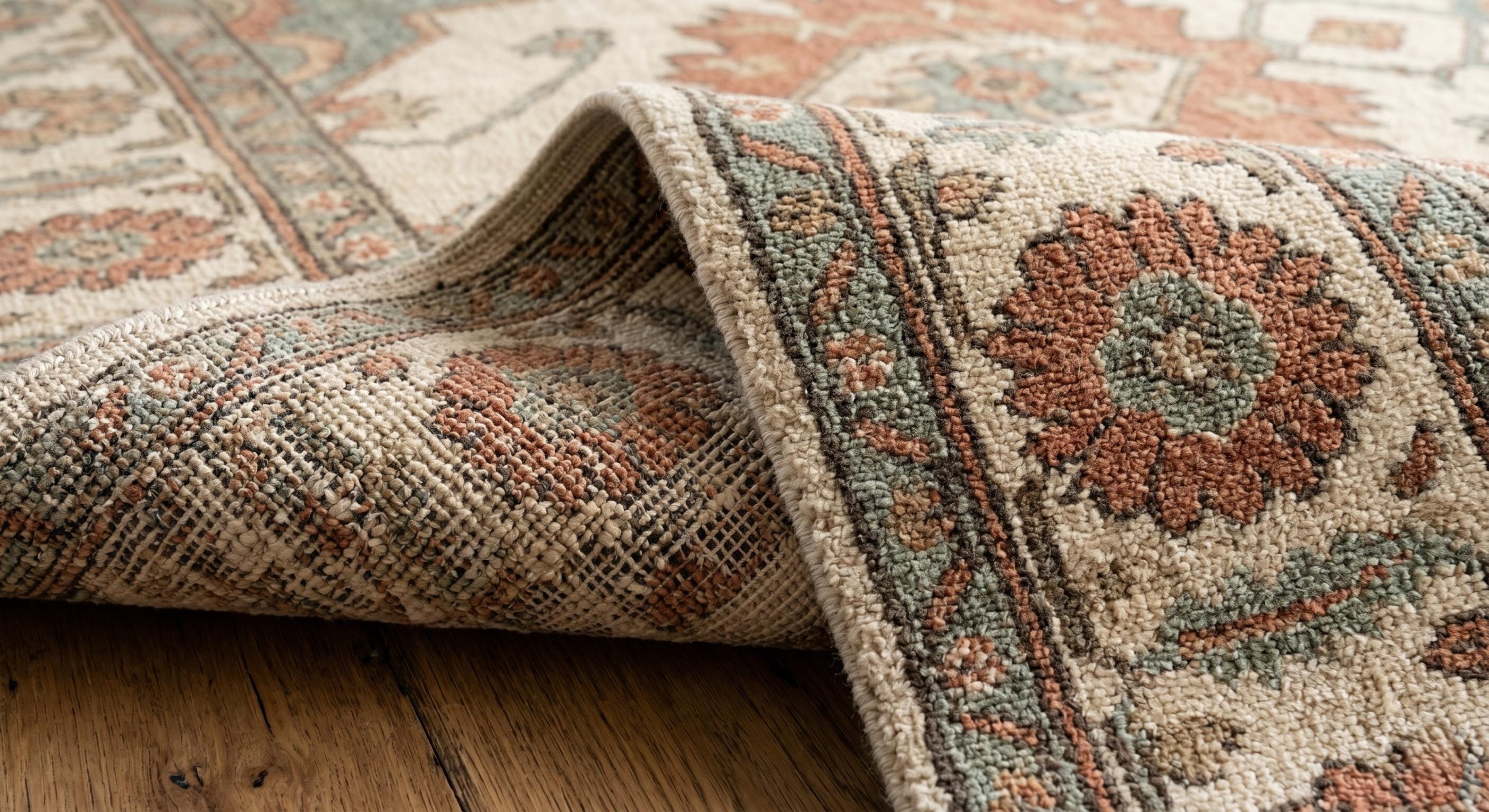 Vintage Oushak Rug, Handmade Knotted Wool Rug, Turkish Style Area Rug, Floral Medallion Carpet, Beige Blue Rust Rug