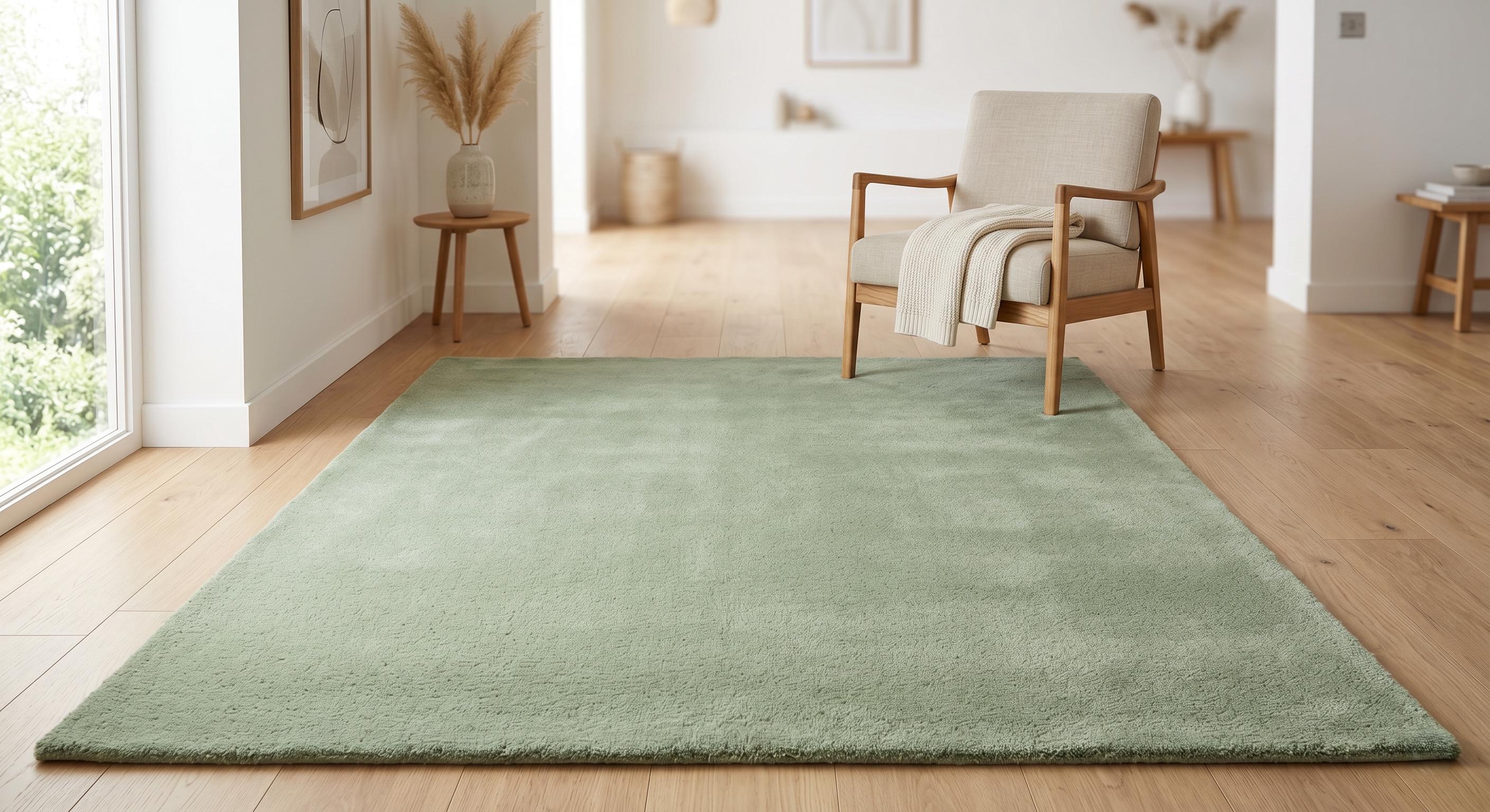 Sage Green Tufted Rug, Handmade Wool Area Rug, Minimalist Modern Rug, Soft Plush Carpet, Living Room Bedroom Decor