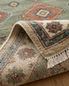 Handmade Wool Kazak Rug, Sage Green Area Rug, Hand Knotted Oriental Rug, Vintage Tribal Carpet, Living Room Rug
