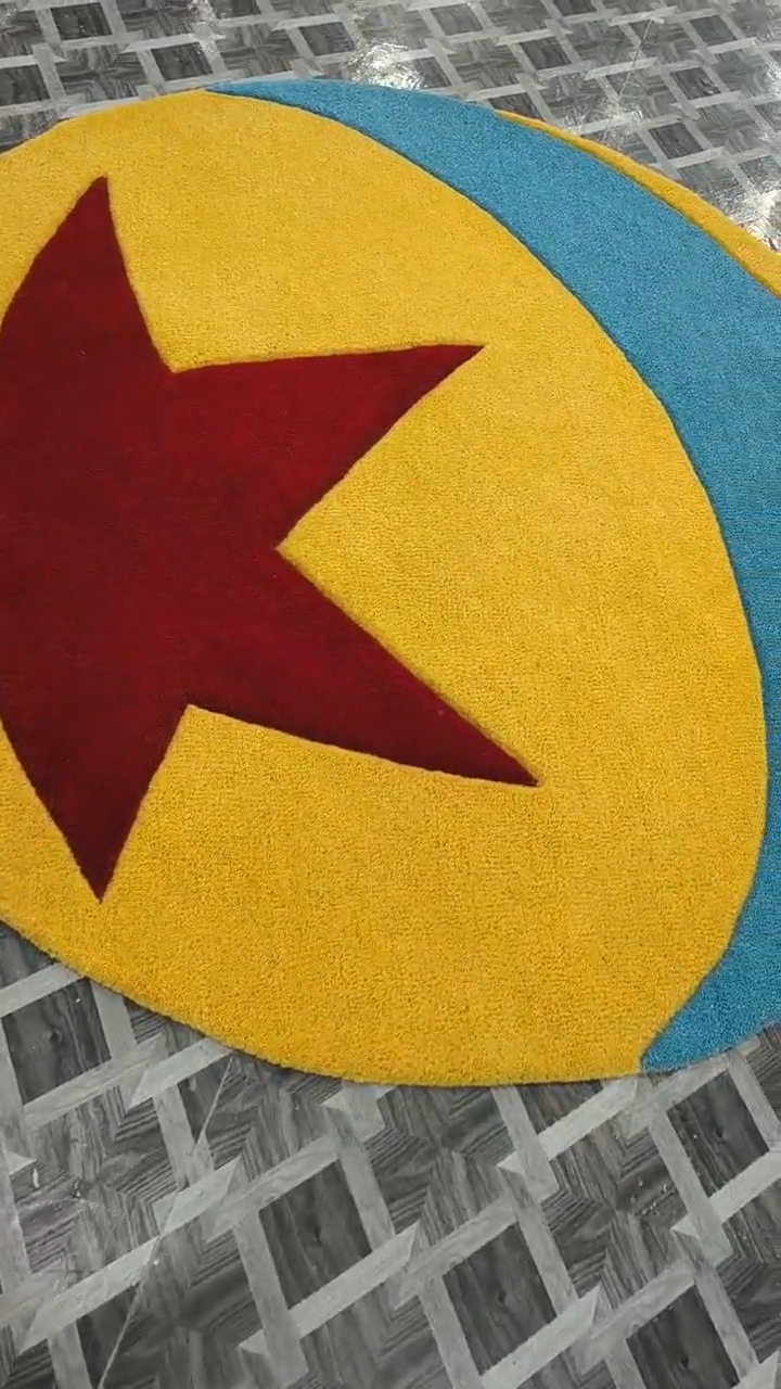 Round Star Rug, Handmade Kids Rug, Superhero Room Rug, Yellow Red Blue Area Rug, Playroom Decor, Nursery Rug, Custom Round Carpet